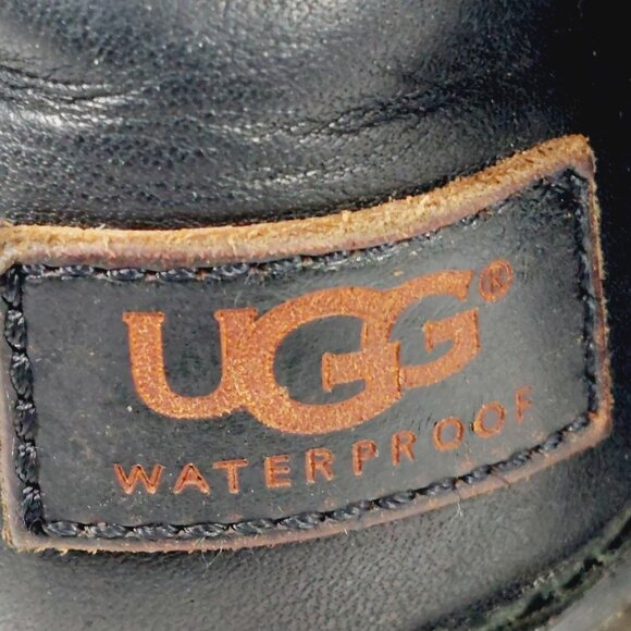 UGG Kesey Black Leather Waterproof Lace Up Boot H722 - Picture 8 of 11